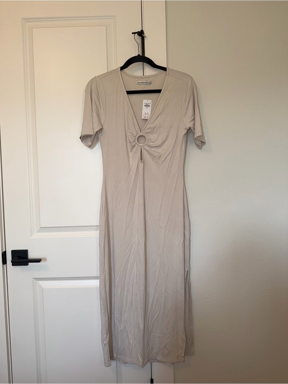 Abercrombie Neutral Ring-Front Midi Dress - Lightweight Women's Dress